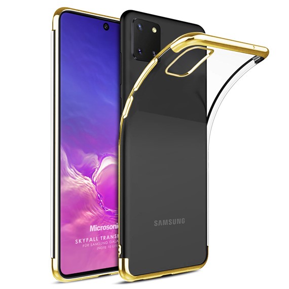 Microsonic Samsung Galaxy A81 Kılıf Skyfall Transparent Clear Gold 1