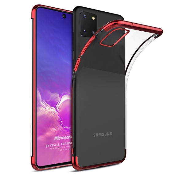 Microsonic Samsung Galaxy A81 Kılıf Skyfall Transparent Clear Kırmızı 1