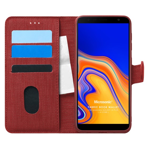 Microsonic Samsung Galaxy J4 Core Kılıf Fabric Book Wallet Kırmızı 1
