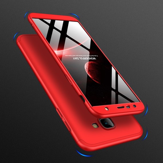 Microsonic Samsung Galaxy J4 Core Kılıf Double Dip 360 Protective Siyah Kırmızı 4