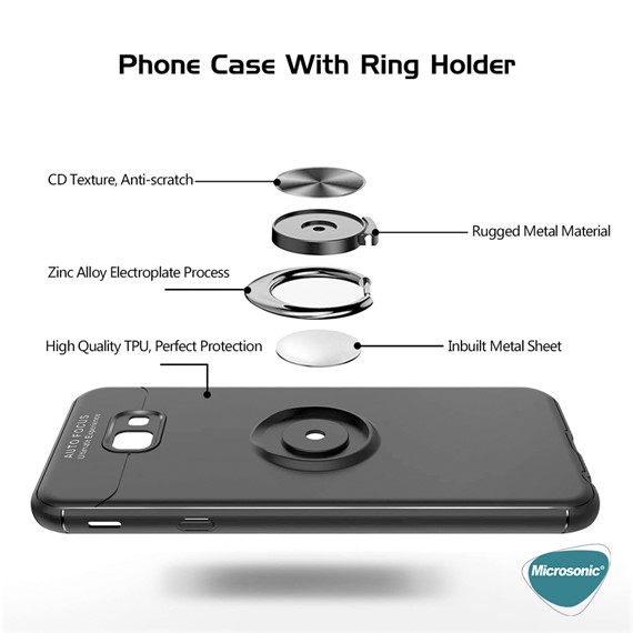 Microsonic Samsung Galaxy J4 Plus Kılıf Kickstand Ring Holder Lacivert 5