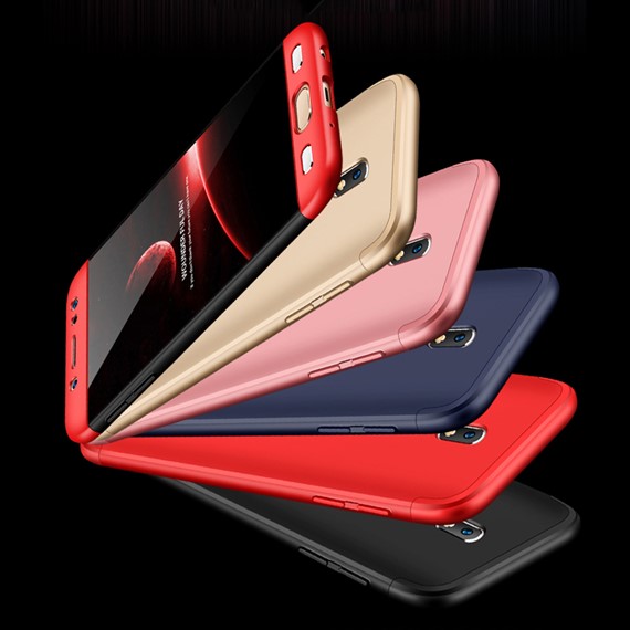 Microsonic Samsung Galaxy J5 Pro Kılıf Double Dip 360 Protective Siyah Kırmızı 4