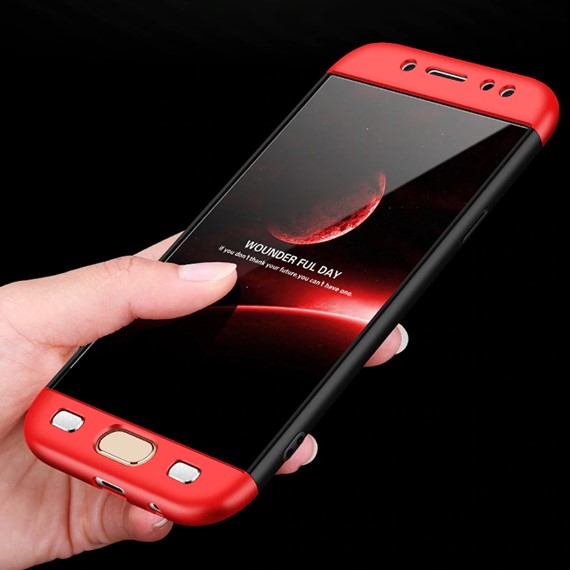 Microsonic Samsung Galaxy J5 Pro Kılıf Double Dip 360 Protective Siyah Kırmızı 5
