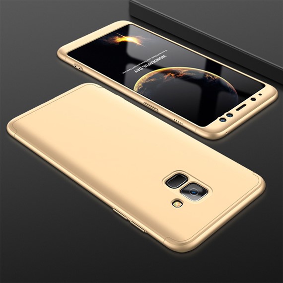 Microsonic Samsung Galaxy J6 Kılıf Double Dip 360 Protective Gold 3