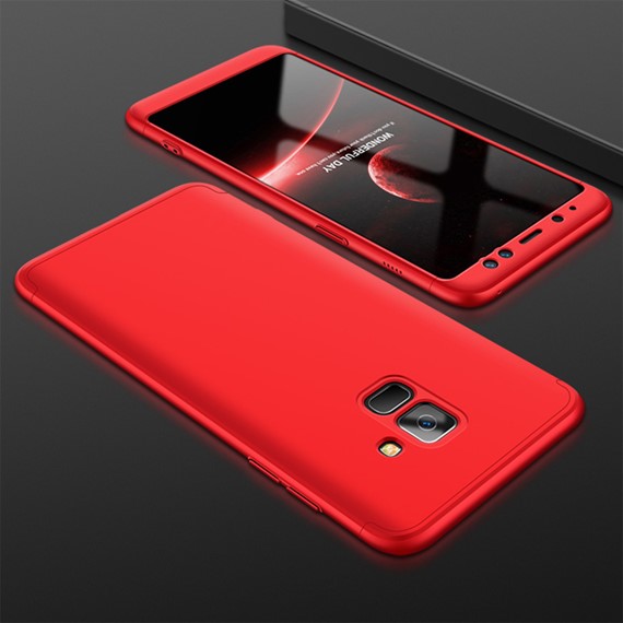 Microsonic Samsung Galaxy J6 Kılıf Double Dip 360 Protective Kırmızı 3