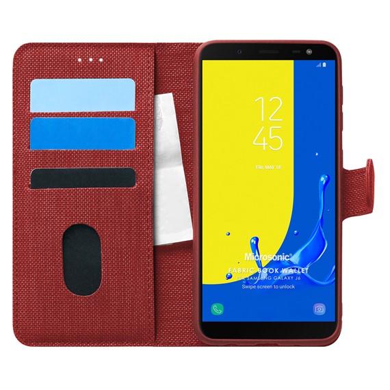 Microsonic Samsung Galaxy J6 Kılıf Fabric Book Wallet Kırmızı 1
