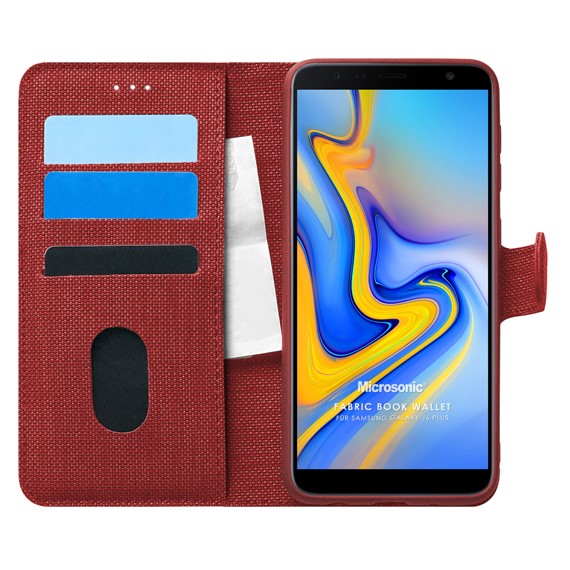 Microsonic Samsung Galaxy J6 Plus Kılıf Fabric Book Wallet Kırmızı 1