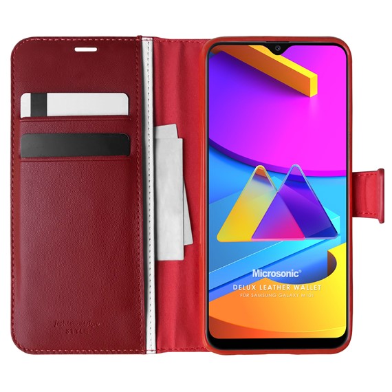 Microsonic Samsung Galaxy M10s Kılıf Delux Leather Wallet Kırmızı 1