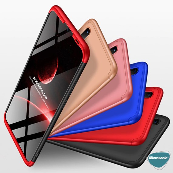 Microsonic Samsung Galaxy M10s Kılıf Double Dip 360 Protective Siyah Kırmızı 5