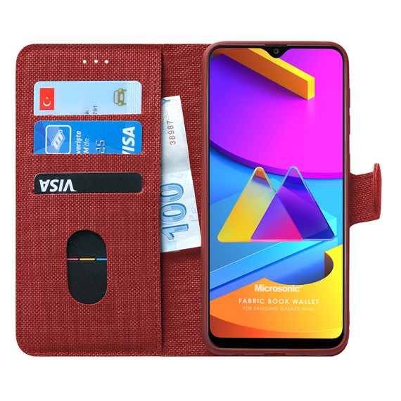 Microsonic Samsung Galaxy M10s Kılıf Fabric Book Wallet Kırmızı 1