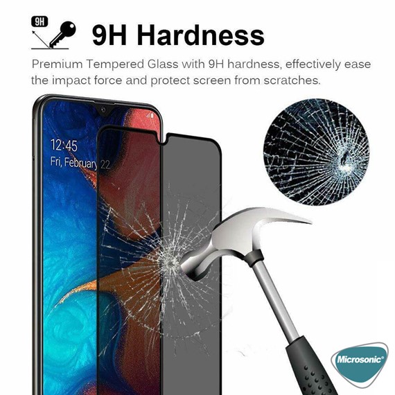 Microsonic Samsung Galaxy M10s Privacy 5D Gizlilik Filtreli Cam Ekran Koruyucu Siyah 3