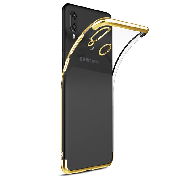 Microsonic Samsung Galaxy M10s Kılıf Skyfall Transparent Clear Gold 2