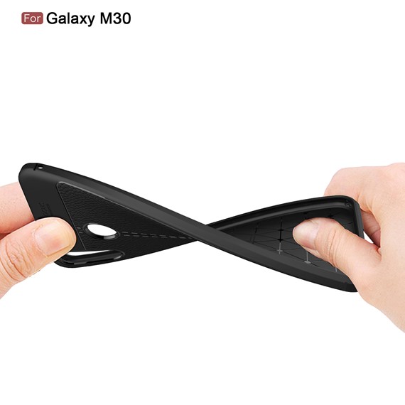 Microsonic Samsung Galaxy M30 Kılıf Deri Dokulu Silikon Kırmızı 3