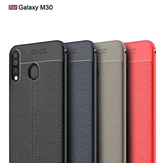Microsonic Samsung Galaxy M30 Kılıf Deri Dokulu Silikon Kırmızı 5