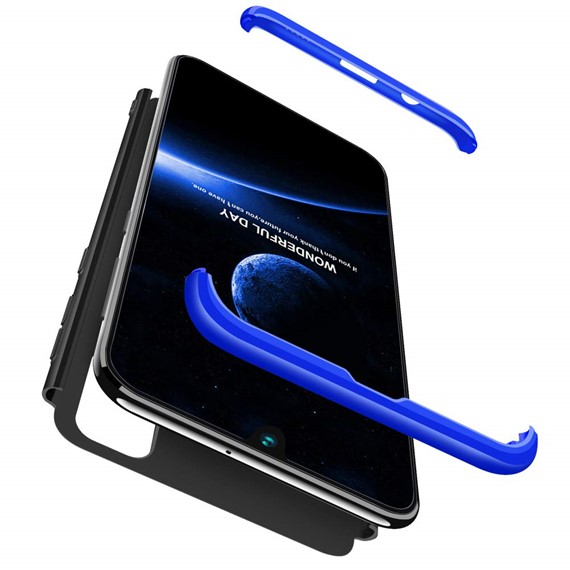 Microsonic Samsung Galaxy M30s Kılıf Double Dip 360 Protective Siyah Mavi 3