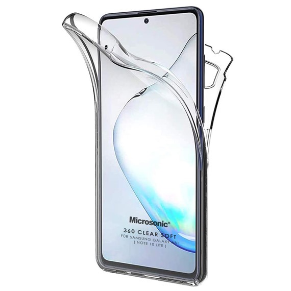 Microsonic Samsung Galaxy Note 10 Lite Kılıf 6 tarafı tam full koruma 360 Clear Soft Şeffaf 1