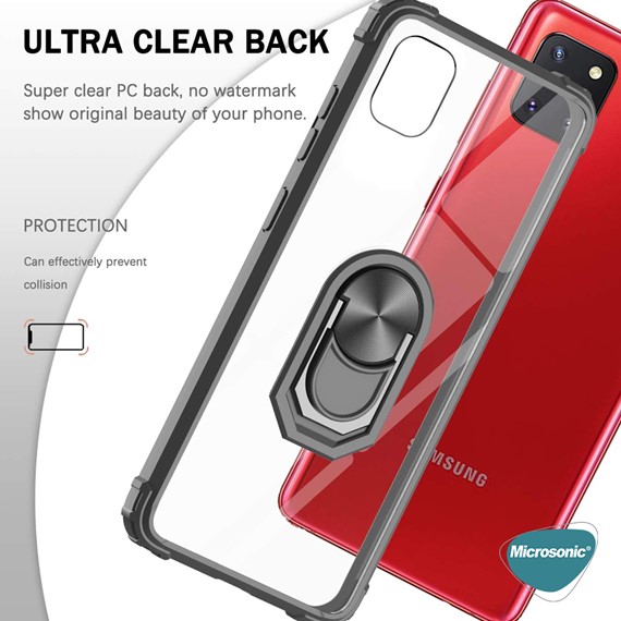 Microsonic Samsung Galaxy Note 10 Lite Kılıf Grande Clear Ring Holder Kırmızı 5