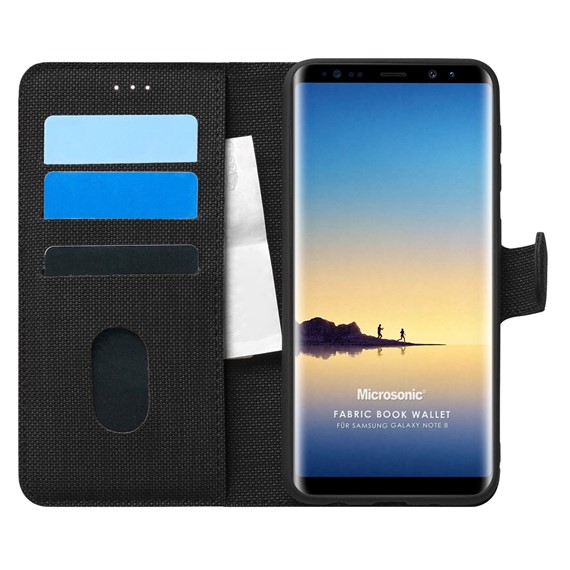 Microsonic Samsung Galaxy Note 8 Kılıf Fabric Book Wallet Siyah 1