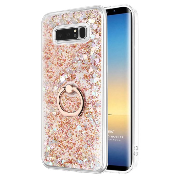 Microsonic Samsung Galaxy Note 8 Kılıf Glitter Liquid Holder Gold 1