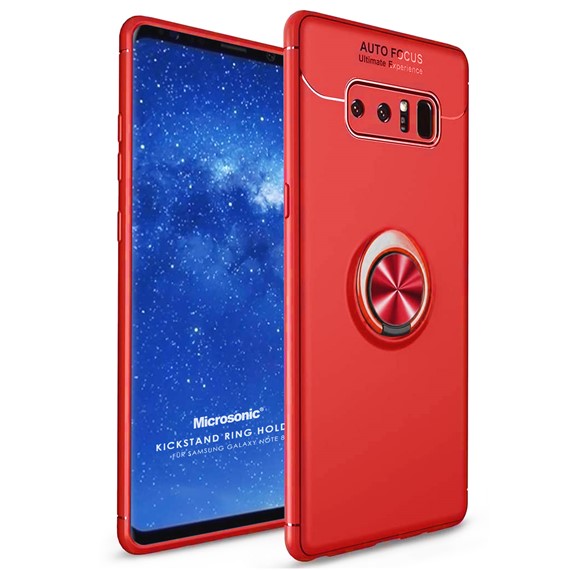 Microsonic Samsung Galaxy Note 8 Kılıf Kickstand Ring Holder Kırmızı 1