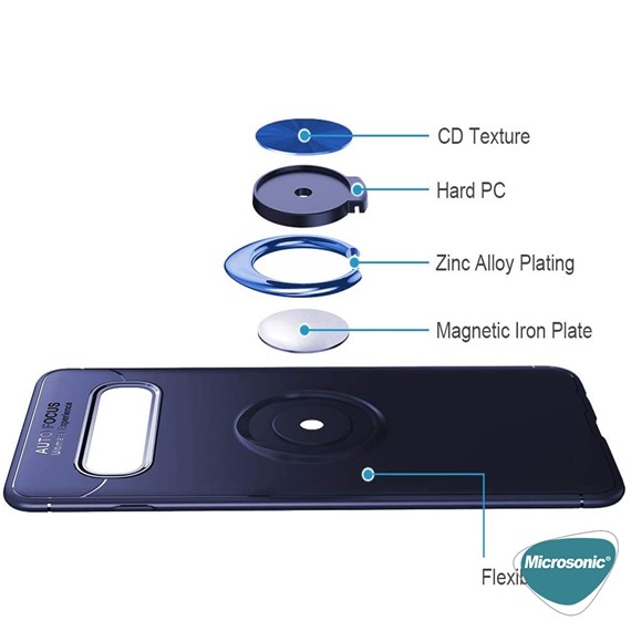 Microsonic Samsung Galaxy S10 Kılıf Kickstand Ring Holder Kırmızı 5