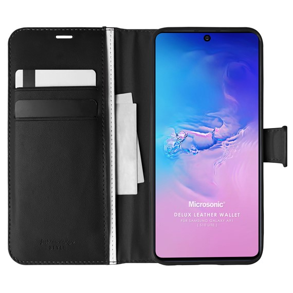 Microsonic Samsung Galaxy S10 Lite Kılıf Delux Leather Wallet Siyah 1