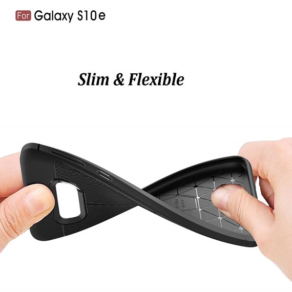 Microsonic Samsung Galaxy S10e Kılıf Deri Dokulu Silikon Siyah 3