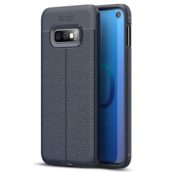 Microsonic Samsung Galaxy S10e Kılıf Deri Dokulu Silikon Lacivert 1