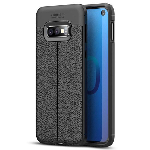 Microsonic Samsung Galaxy S10e Kılıf Deri Dokulu Silikon Siyah 1