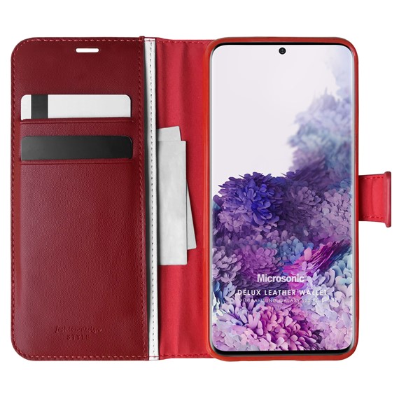 Microsonic Samsung Galaxy S20 Plus Kılıf Delux Leather Wallet Kırmızı 1