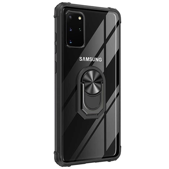 Microsonic Samsung Galaxy S20 Plus Kılıf Grande Clear Ring Holder Siyah 2