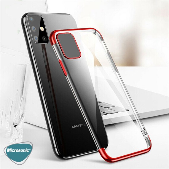 Microsonic Samsung Galaxy S20 Plus Kılıf Skyfall Transparent Clear Kırmızı 3
