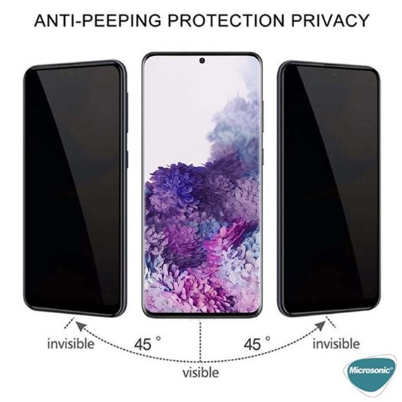 Microsonic Samsung Galaxy S20 Plus Privacy 5D Gizlilik Filtreli Cam Ekran Koruyucu Siyah 2