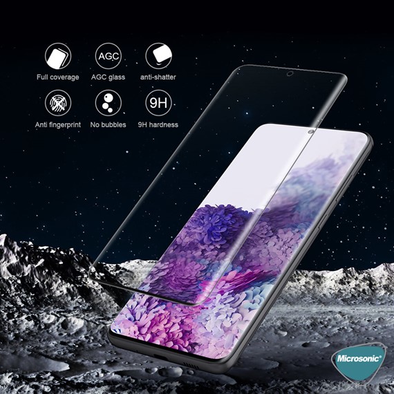 Microsonic Samsung Galaxy S20 Plus Tam Kaplayan Temperli Cam Ekran Koruyucu Siyah 5