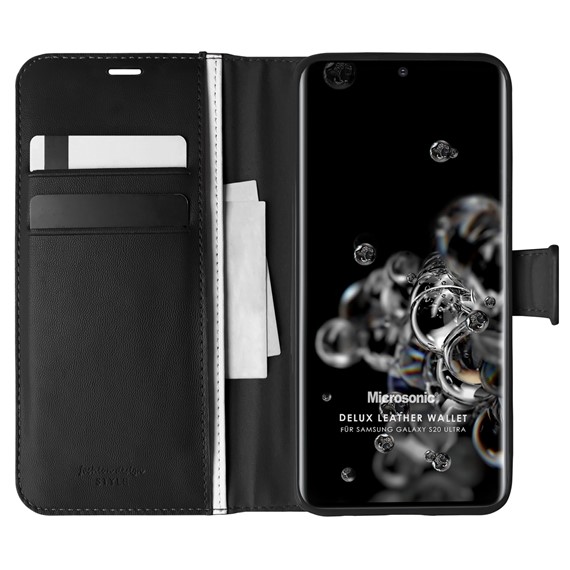 Microsonic Samsung Galaxy S20 Ultra Kılıf Delux Leather Wallet Siyah 1