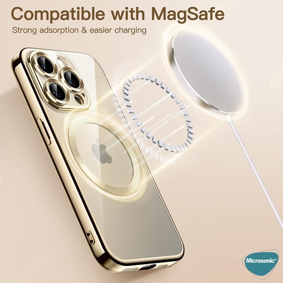 Microsonic Apple iPhone 15 Plus Kılıf MagSafe Luxury Electroplate Gümüş 2