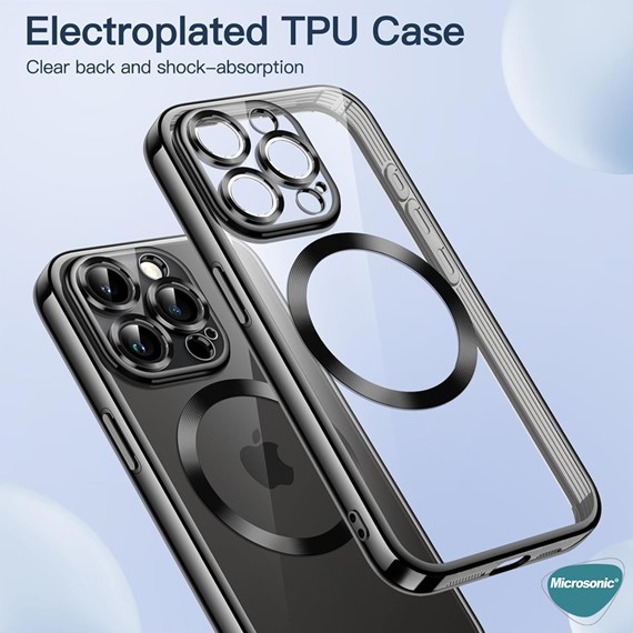 Microsonic Apple iPhone 12 Kılıf MagSafe Luxury Electroplate Mavi 3