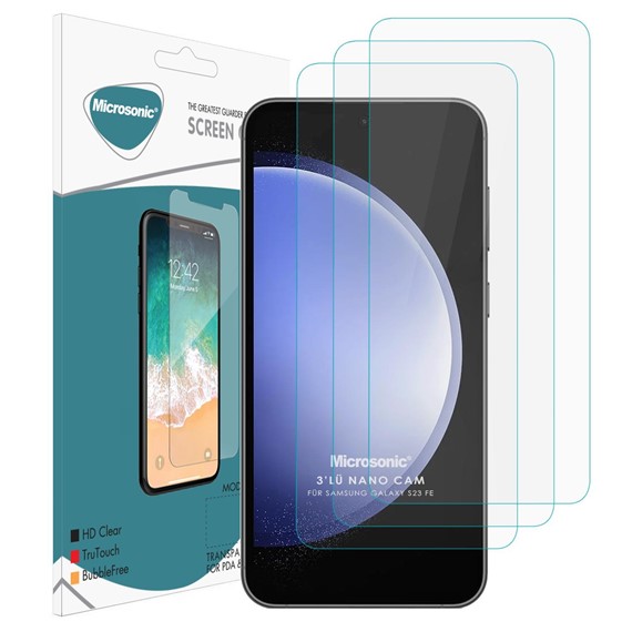 Microsonic Samsung Galaxy S23 FE Screen Protector Nano Glass Cam Ekran Koruyucu 3 lü Paket 2