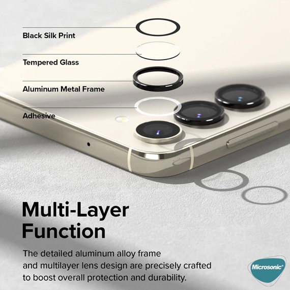 Microsonic Samsung Galaxy S24 Plus Tekli Kamera Lens Koruma Camı Gümüş 7