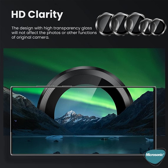 Microsonic Samsung Galaxy S24 Ultra Tekli Kamera Lens Koruma Camı Koyu Yeşil 4
