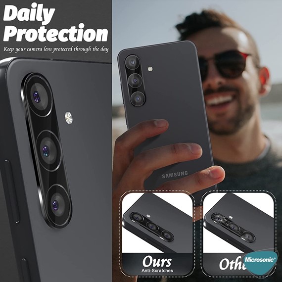 Microsonic Samsung Galaxy A55 Kamera Lens Koruma Camı V2 Siyah 3