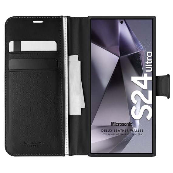 Microsonic Samsung Galaxy S24 Ultra Kılıf Delux Leather Wallet Siyah 1