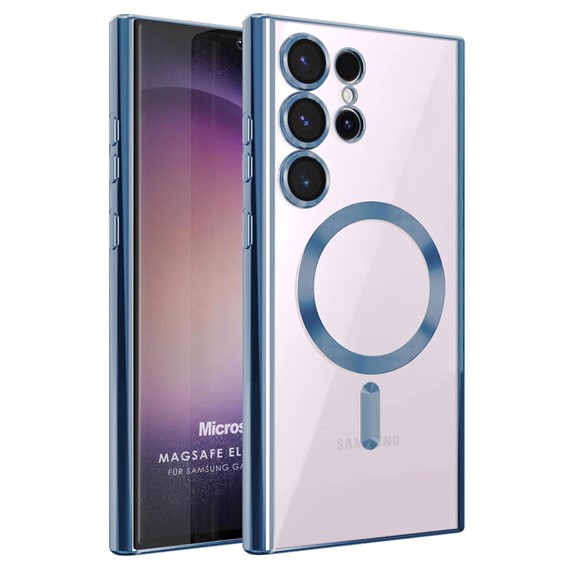 Microsonic Samsung Galaxy S24 Ultra Kılıf MagSafe Luxury Electroplate Sierra Mavisi 1