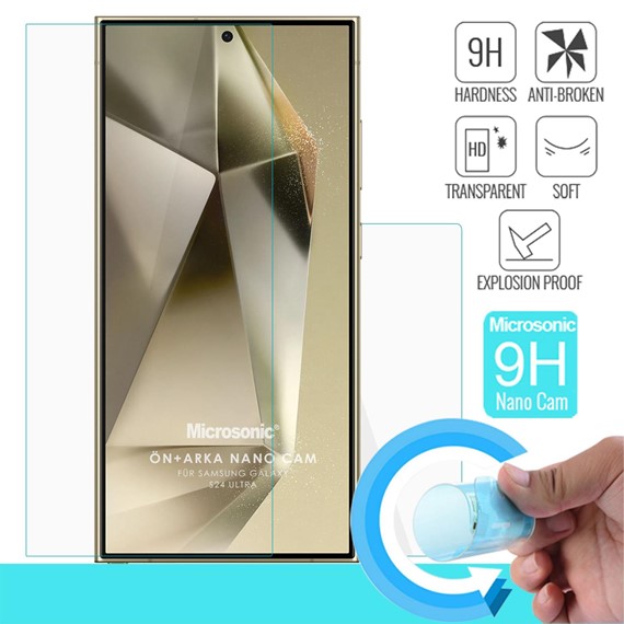 Microsonic Samsung Galaxy S24 Ultra Ön Arka Nano Cam Ekran Koruyucu 2