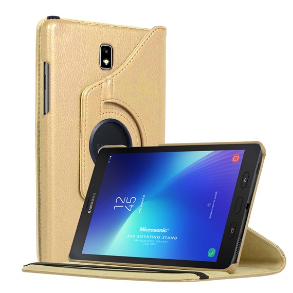 Microsonic Samsung Galaxy Tab Active2 T390 Kılıf 360 Rotating Stand Deri Gold 1