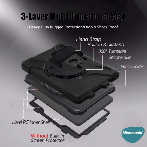 Microsonic Samsung Galaxy Tab Active Pro T547 Kılıf Heavy Defender Siyah 6