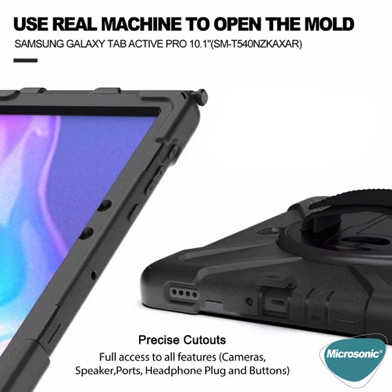 Microsonic Samsung Galaxy Tab Active Pro T547 Kılıf Heavy Defender Siyah 7