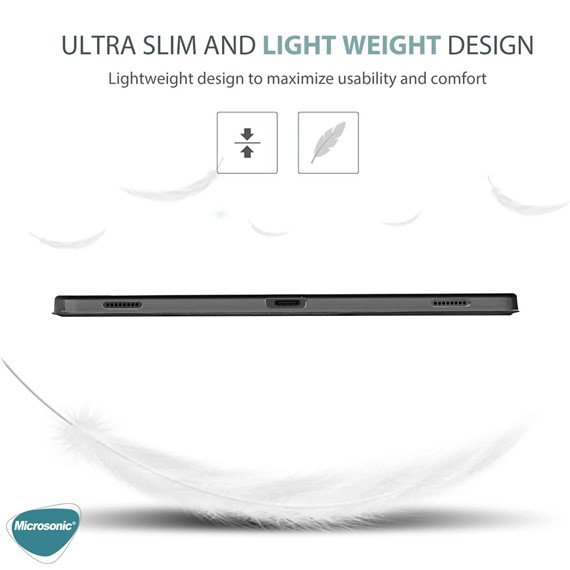 Microsonic Samsung Galaxy Tab S9 Plus X810 Kılıf Slim Translucent Back Smart Cover Siyah 5