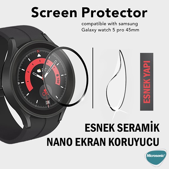 Microsonic Samsung Galaxy Watch 6 44mm Tam Kaplayan Nano Cam Ekran Koruyucu Siyah 2