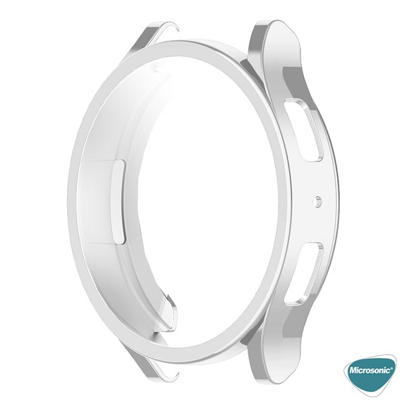 Microsonic Samsung Galaxy Watch 6 40mm Kılıf Ekranı Tam Kaplayan 360 Full Round Soft Silicone Gümüş 2